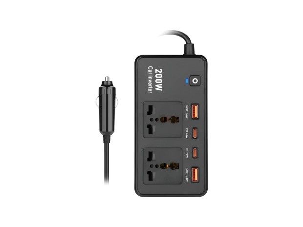 &u++ INVERSOR CONVERSOR DE 200W 12V A 220V (7501)